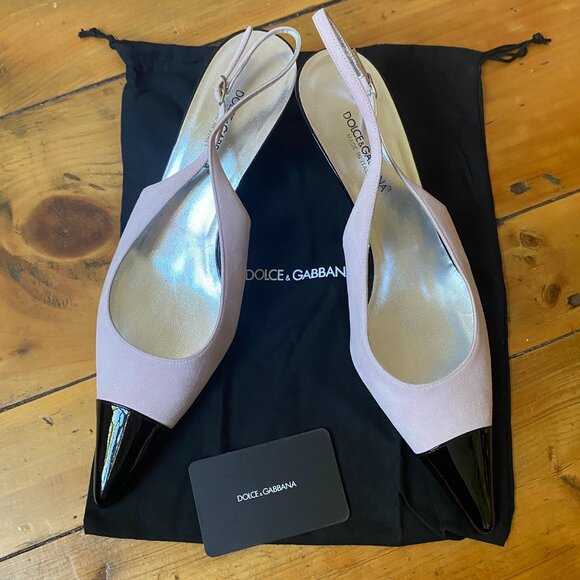 Dolce and Gabbana Sling Back Pumps - Suede and Leather - Picture 1 of 10